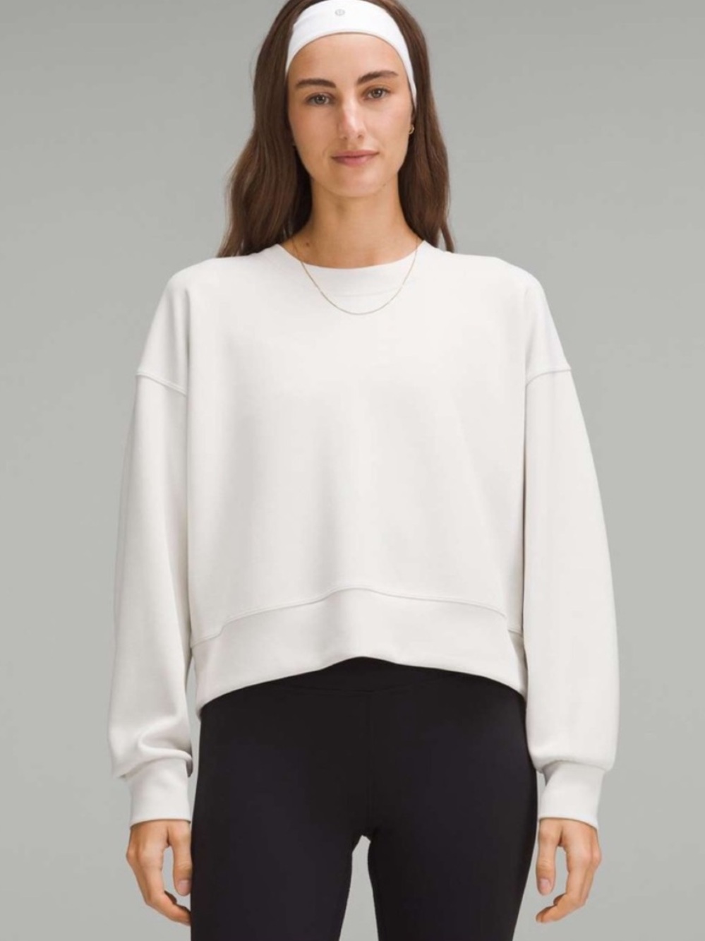 Lululemon Softstreme Perfectly Oversized Crew in White Opal — Sz 2
